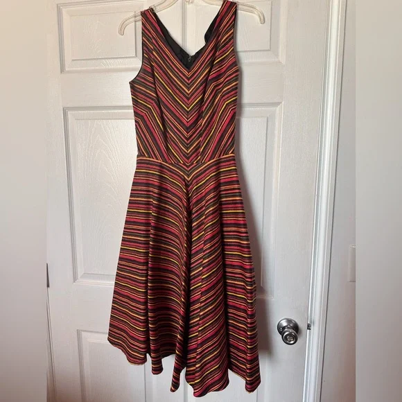 Pin-Up Girl Couture Fire Striped Swing Dress size M - Picture 3 of 7